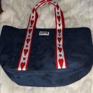 BRIGHTON  SUEDE Love Dark Blue Tote with Heart Accents